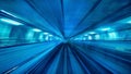 Motion blur of Automatic train moving inside tunnel in Tokyo, Japan Royalty Free Stock Photo