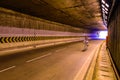 Motion blur of cyclist in underground road