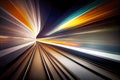 Motion blur of high speed train moving fast in tunnel, abstract background. Generative AI Royalty Free Stock Photo