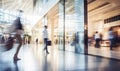 motion blur of people with shopping bags in a busy shopping mall. retail sale and discount Royalty Free Stock Photo