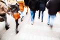 Motion blur picture of walking people