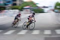 Motion Blur Of Teen Cyclist Racing In Athens Twilight Criterium Royalty Free Stock Photo