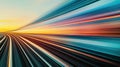 Motion Blur Texture, Dynamic Speed on Railway Tracks with Vibrant Sunset Colors