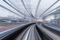 Motion blur of train running on tunnel in Tokyo, Japan Royalty Free Stock Photo