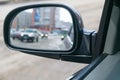 Motion blur the wing mirror of a car Royalty Free Stock Photo