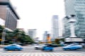 Motion blurred background of Southeast Asia road traffic transportation in Jakarta