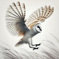 Motion-Blurred Barn Owl in Mid-Flight Royalty Free Stock Photo