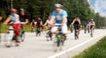 Motion blurred cyclists at cycle event Royalty Free Stock Photo