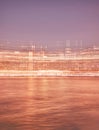 Motion blurred picture of Manhattan skyline at night Royalty Free Stock Photo