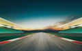 Motion blurred racetrack . Horizontal format . Royalty Free Stock Photo