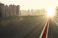 Motion blurred racetrack , sunset scene . Royalty Free Stock Photo