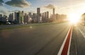 Motion blurred racetrack , sunset scene . Royalty Free Stock Photo