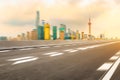 Motion blurred road and city buildings in Shanghai Royalty Free Stock Photo