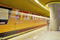 Motion blurred subway train