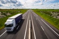 Motion blurred truck on the highway Royalty Free Stock Photo