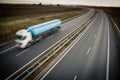 Motion blurred truck on a highway Royalty Free Stock Photo