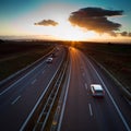 motion blurred truck on a highway/motorway/spe Royalty Free Stock Photo
