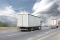 Motion blurred truck on highway at sun Royalty Free Stock Photo