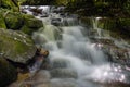 Motion blurred water cascading over rocks in a stream in North Carolina Royalty Free Stock Photo