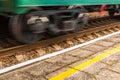 Motion blurred wheels of train Royalty Free Stock Photo