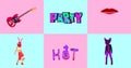 Motion design art. Minimal party gif set. Use funny gif for party stuff