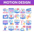 Motion Design Studio Collection Icons Set Vector