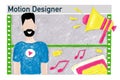 Motion designer vacancy, job search, banner illustration