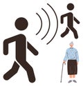 Motion detection assisting elderly people with walking for enhanced safety and support Royalty Free Stock Photo