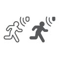 Motion detection line and glyph icon, security