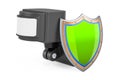 Motion detector with shield, 3D rendering Royalty Free Stock Photo