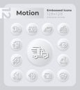 Motion embossed icons set