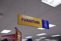 Motion of furniture sign on home equipment section inside Walmart store