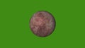 Motion graphic render of spinning dwarf planet Makemake isolated on green screen background.