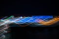 Motion night lights abstract, city traffic trails effect shoot from window car, fast driving movement Royalty Free Stock Photo