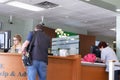 Motion of people talking to the teller at service counter inside TD bank Royalty Free Stock Photo