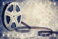 Motion picture film reel with strip and stars