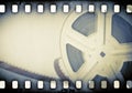 Motion picture reel with film strip.