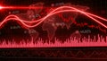 Motion of red candlestick graph volume MACD graph chart of stock market trading with 3D rendering corona virus