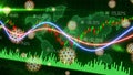 Motion of red green candlestick graph volume MACD graph chart of stock market trading with 3D rendering corona virus