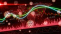 Motion of red green candlestick graph volume MACD graph chart of stock market trading with 3D rendering corona virus