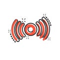 Motion sensor icon in comic style. Sensor waves vector cartoon illustration pictogram. Security connection business concept splash Royalty Free Stock Photo