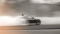 Motion speed car drifting on track. Blur image car drift and background