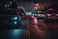 Motion time of a speedy night drive in a big city, Generative Ai Royalty Free Stock Photo