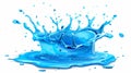 In motion water splash. Fresh, clean aqua splatter. Dynamic blue liquid of crown shape. Refreshing fluid, design element Royalty Free Stock Photo