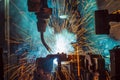 Motion Welding robots in a car factory Royalty Free Stock Photo