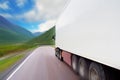 Motion of white semi-truck Royalty Free Stock Photo