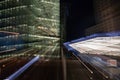 Motion zoom abstract night lights and buildings in Potsdamer Platz, Berlin