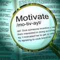 Motivate definition concept means to incite or excite and energise - 3d illustration Royalty Free Stock Photo