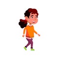 motivated asian girl walking to loose weight in park cartoon vector