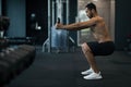 Motivated Athletic Black Man Exercising With Kettlebell At Modern Gym Interior Royalty Free Stock Photo